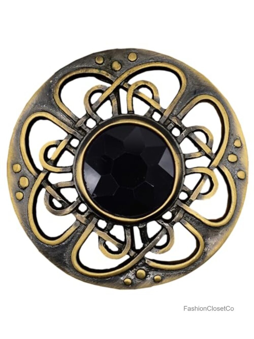 Culloden Celtic Knot Plaid Brooch Pewter Gemstone 3-Inch Kilt Fly Pin